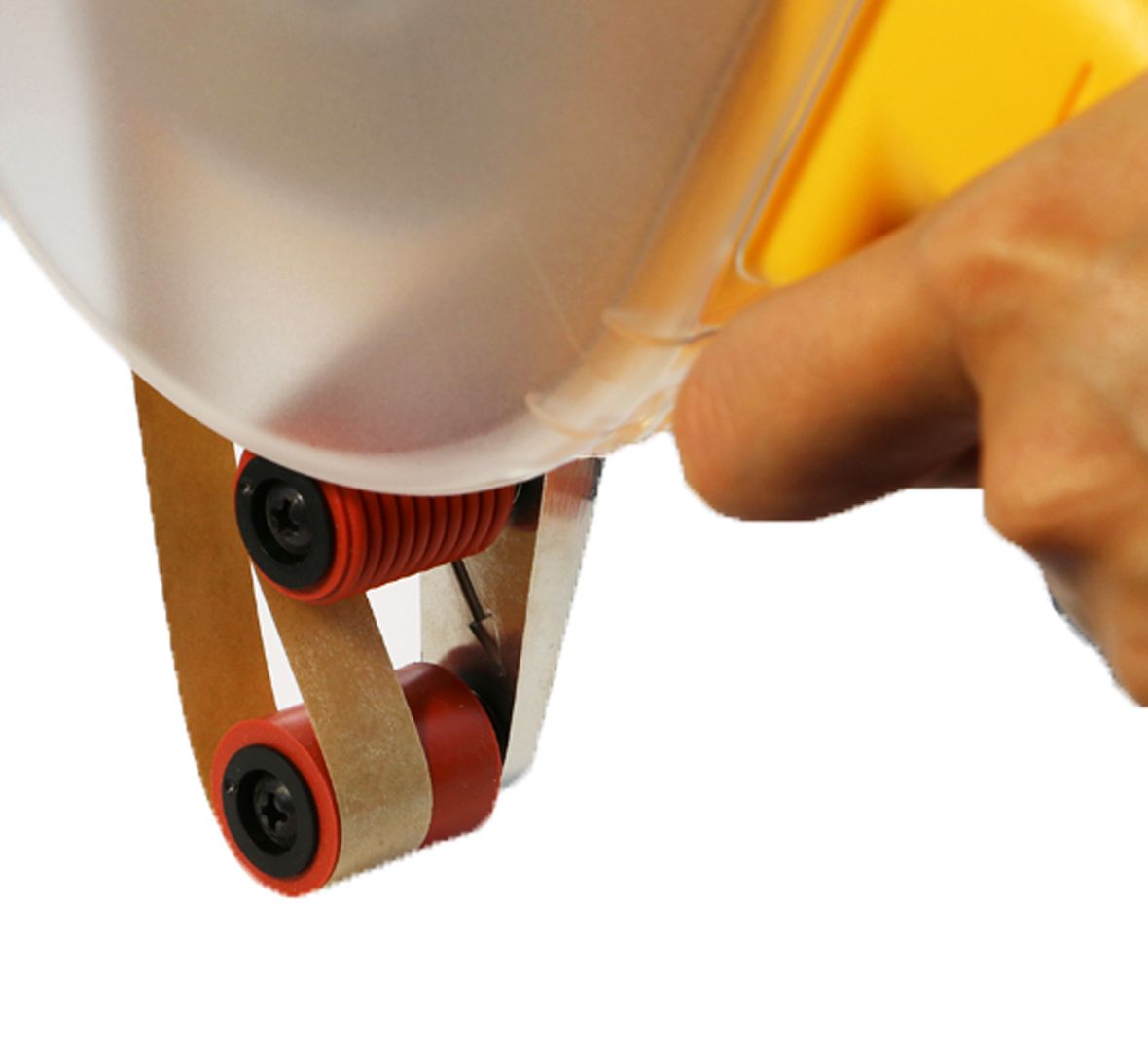 Adhesive tape dispenser for transfer adhesive tapes